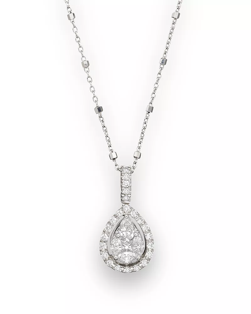 Diamond Fancy Cut Teardrop Pendant Necklace, 0.65 tcw