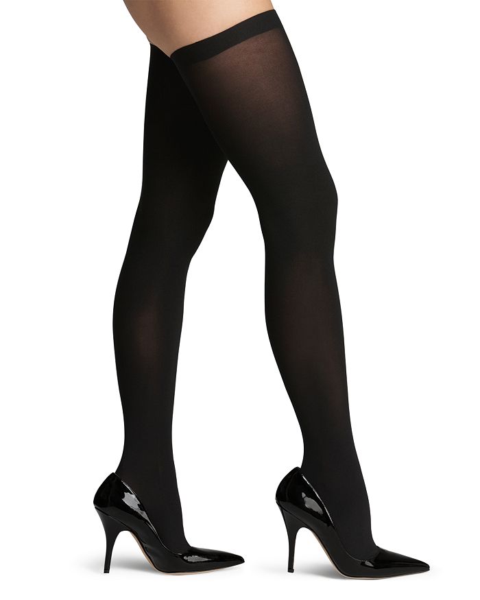 Shop Commando Up All Night Opaque Thigh-highs In Black
