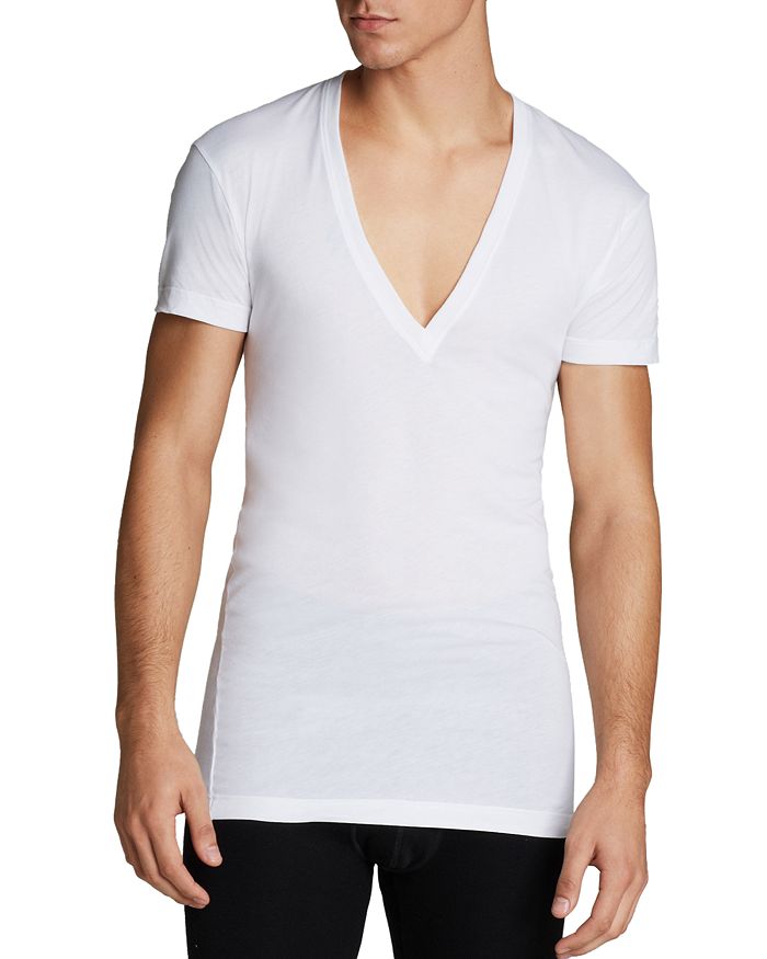 Shop 2(x)ist Pima Cotton Slim Fit Deep V-neck Undershirt In White