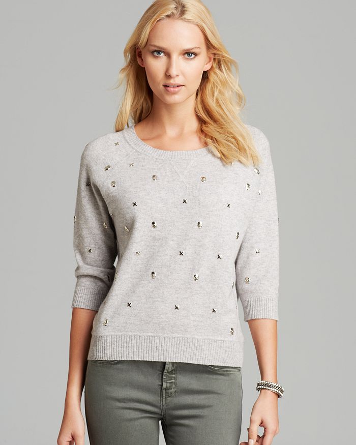 Autumn Cashmere Sweater Skull and X Studded Cashmere