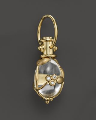 Temple St. Clair - 18K Yellow Gold Vine Amulet with Oval Rock Crystal and Diamonds