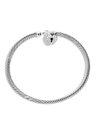 David Yurman Cable Collectibles Heart Lock Bracelet with Diamonds