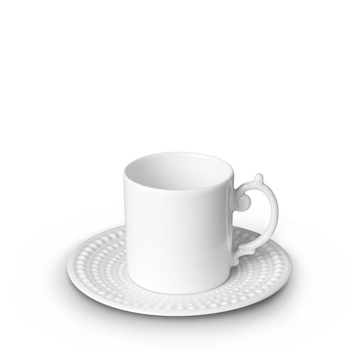 Shop L'objet Perlee White Espresso Cup & Saucer