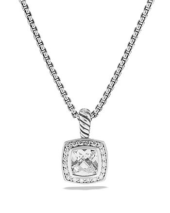 David Yurman - Petite Albion Pendant with White Topaz and Diamonds on Chain