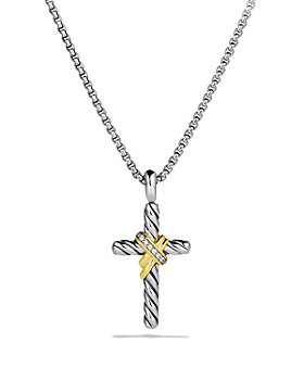 David Yurman - Cable Collectibles X Cross Necklace with Diamonds and 14K Gold