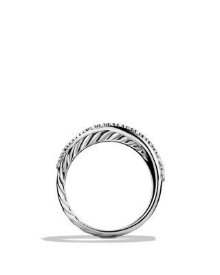 Crossover Ring with Diamonds