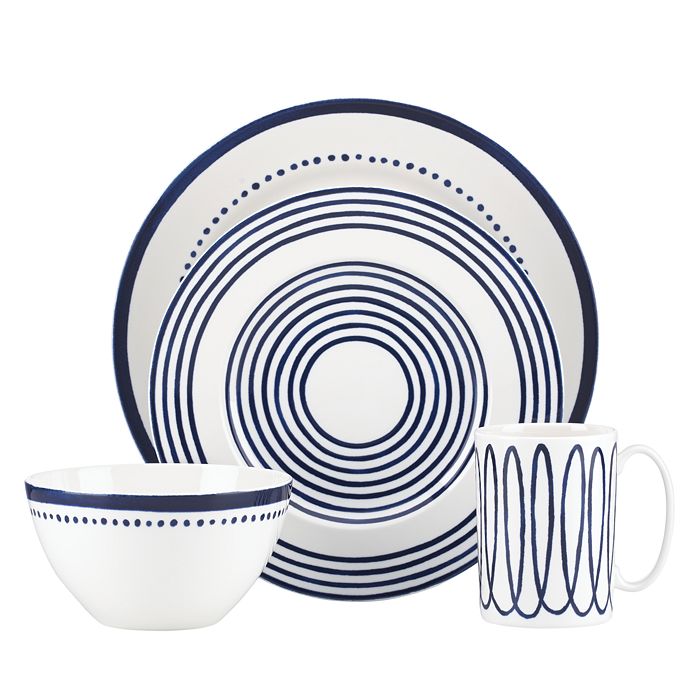 Shop Kate Spade New York Charlotte Street East 4-piece Place Setting In Navy West