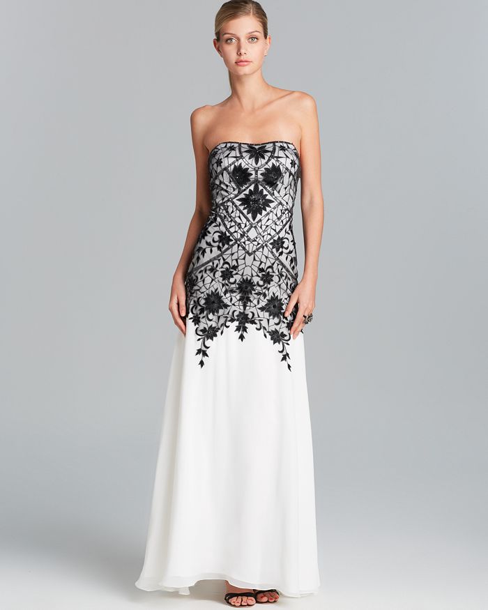 Sue Wong Gown - Strapless Contrast Lace | Bloomingdale's