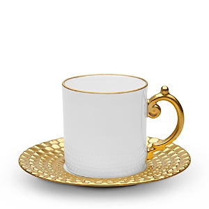 L'objet Aegean Espresso Cup & Saucer In White/24k Gold