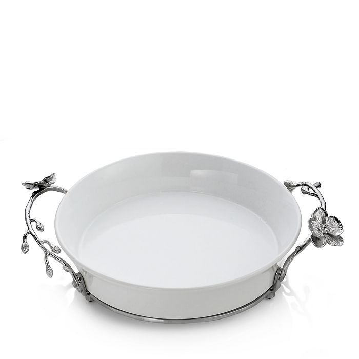 Michael Aram White Orchid Pie Plate In Silver