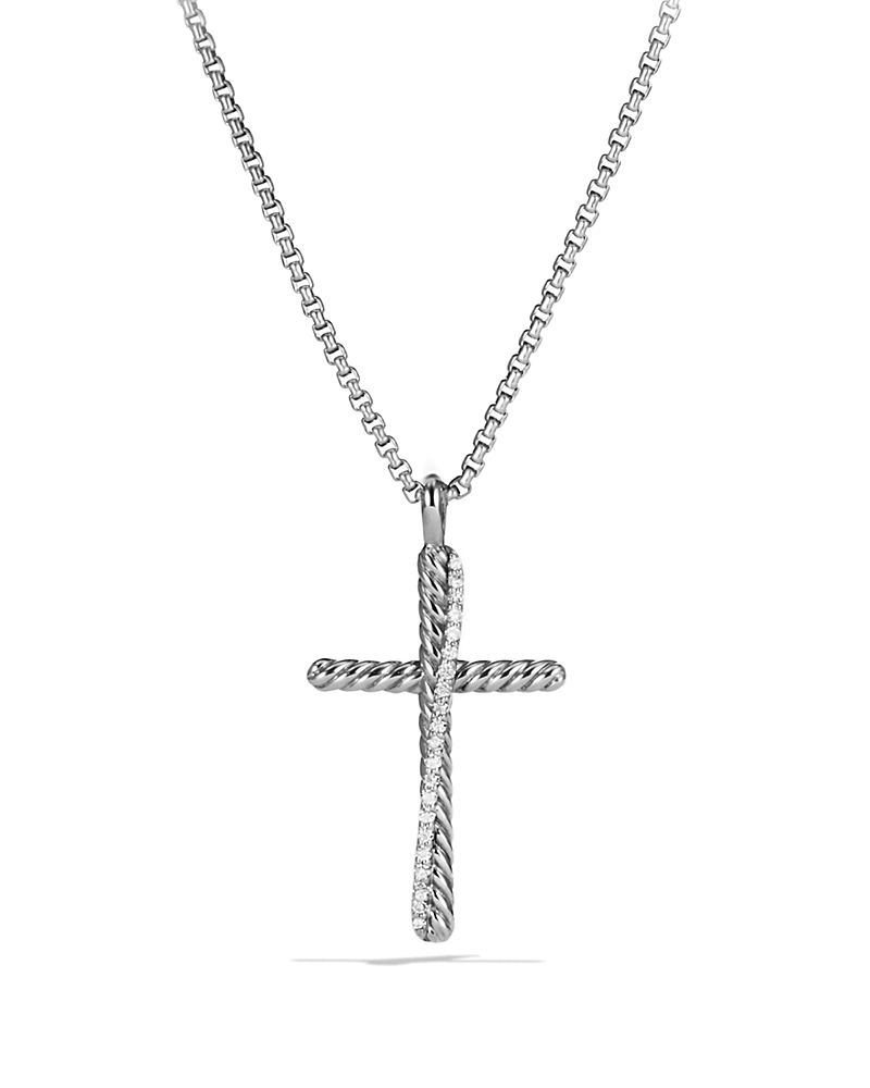 David Yurman Crossover Cross with Diamonds on Chain, 17