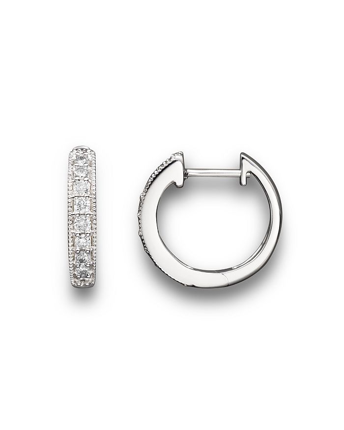 Bloomingdale's Diamond Bezel Set Huggie Hoop Earrings In 14k White Gold, .30 Ct. T.w. - 100% Exclusive