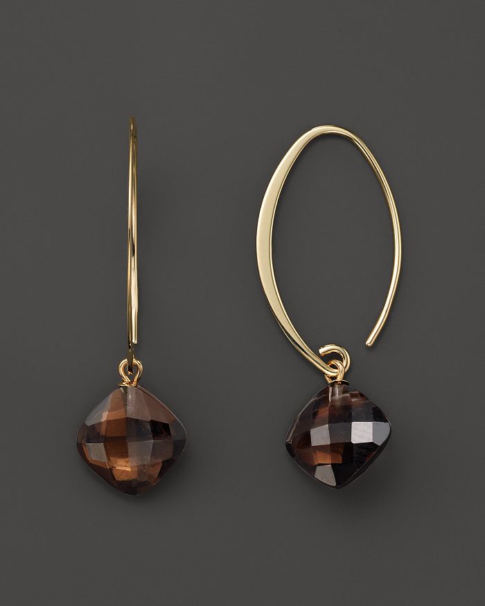 Bloomingdale's 14k Yellow Gold Simple Sweep Earrings With Smoky Quartz - 100% Exclusive In Multi