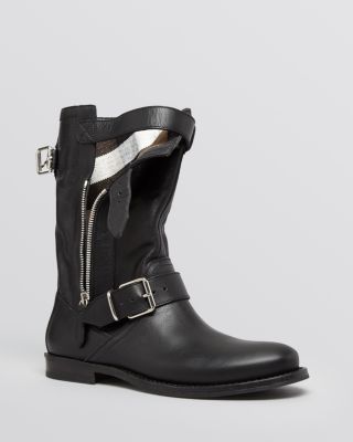 Like New Burberry Graphic Leather Motto Boot with Buckles Equestrian elegance The Burberry Check Ledger boot in  main image 2