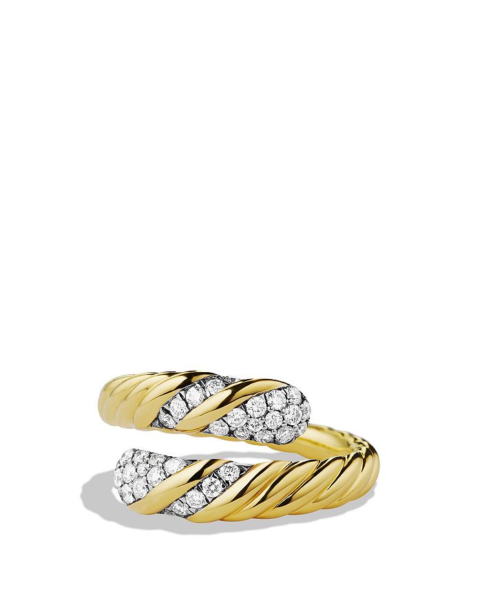 David Yurman Willow Open Single Row Ring with Diamonds in Gold