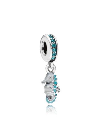 Pandora - Sterling Silver, Cubic Zirconia & Enamel Tropical Seahorse Dangle Charm