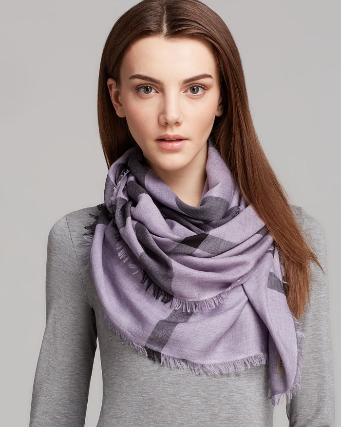 Burberry Overdyed Chambray Check Square Scarf | Bloomingdale's