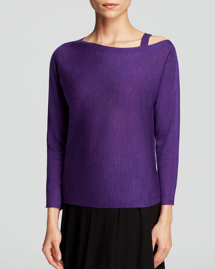 Eileen Fisher Petites Asymmetric Neck Sweater | Bloomingdale's