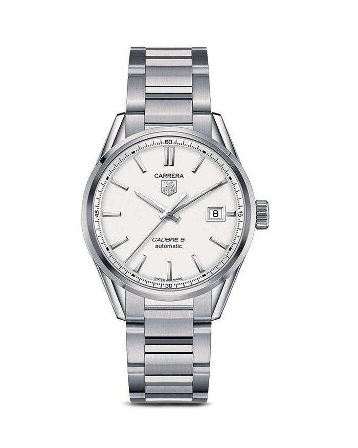 TAG Heuer Carrera Calibre 5 Automatic Men's Silver Steel Watch, 39mm ...