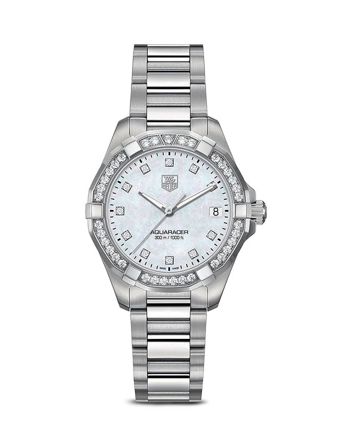 TAG Heuer Aquaracer 300M Quartz Stainless Steel Watch with Bezel Diamonds 32mm Bloomingdale s