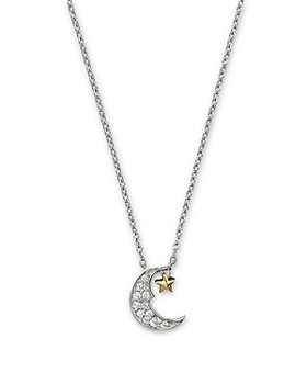 Bloomingdale's - Diamond Moon and Star Pendant Necklace in 14K White and Yellow Gold, .08 ct. t.w. - 100% Exclusive