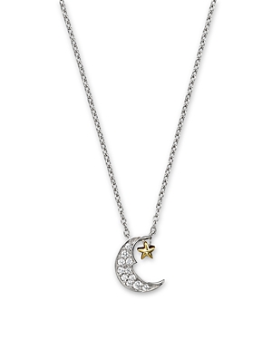 Diamond Moon and Star Pendant Necklace in 14K White and Yellow Gold,.08 ct. t.w. - 100% Exclusive