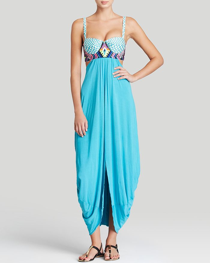 Mara Hoffman - Checkers Embroidered Maxi Dress Swim Cover-Up