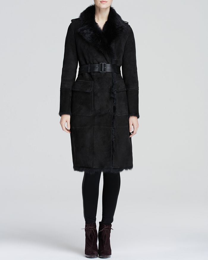 Burberry revere collar clearance shearling coat