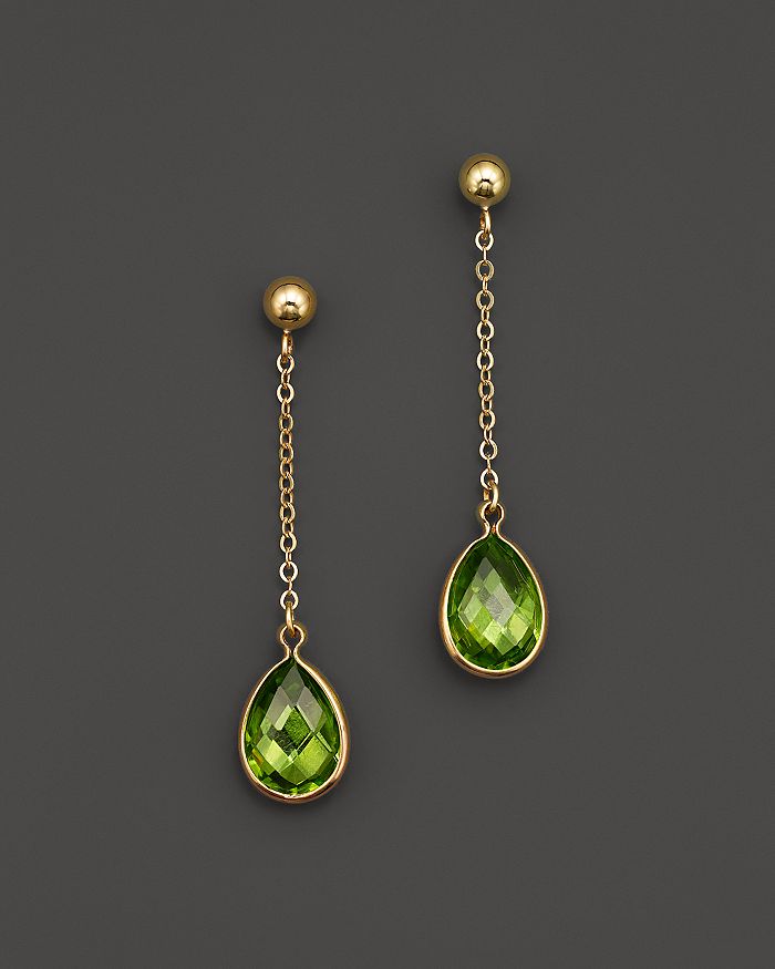 Bloomingdale's Peridot Drop Earrings In 14k Yellow Gold - 100% Exclusive In Gold/green