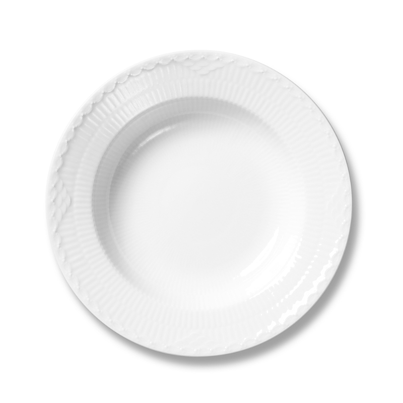 Royal Copenhagen White Fluted Half Lace Soup Plate In White