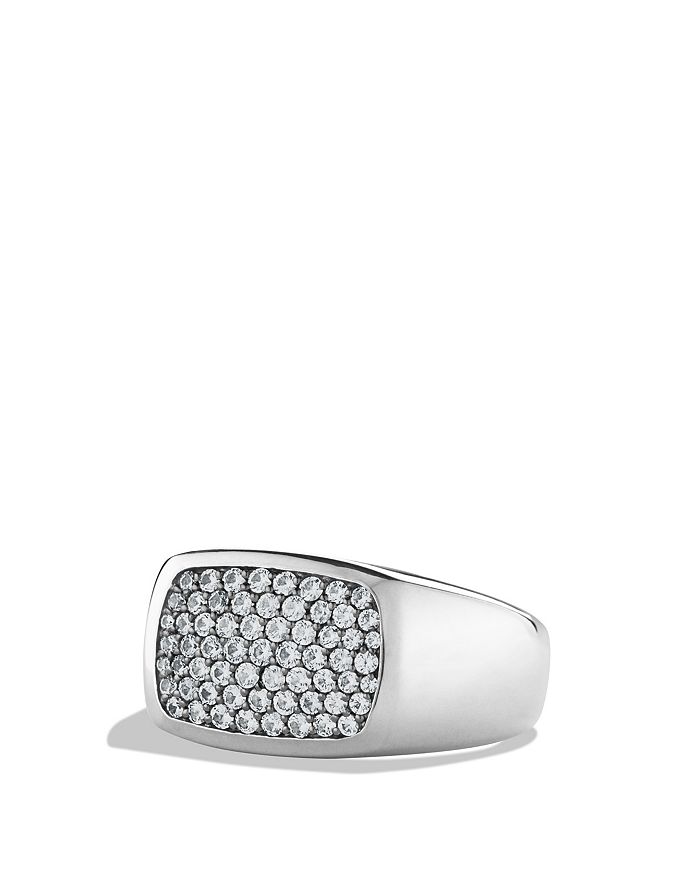 David Yurman Pave Signet Ring With Gray Sapphires In Silver/gray