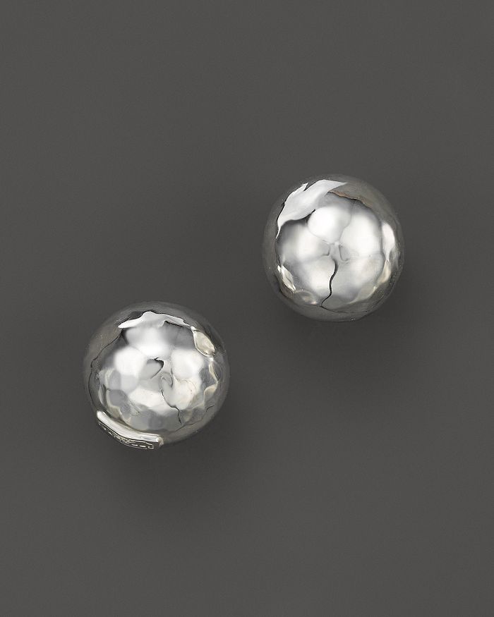 Shop Ippolita Glamazon Sterling Silver Hammered Ball Stud Earrings In White