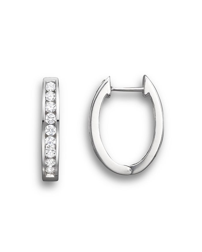 Bloomingdale's Diamond Channel Set Hoop Earrings In 14k White Gold, .45 Ct. T.w.