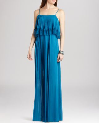 BCBGeneration Maxi Dress - Pleated Lace | Bloomingdale's