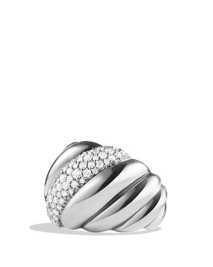David Yurman Hampton Cable Ring With Diamonds In White/silver