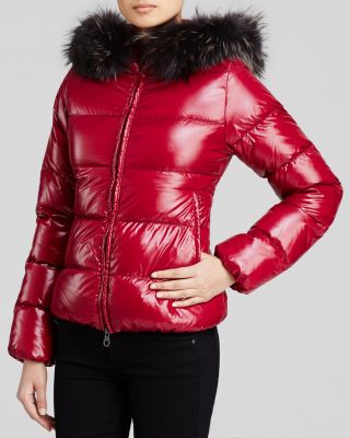 Duvetica alia coat with fur clearance trim