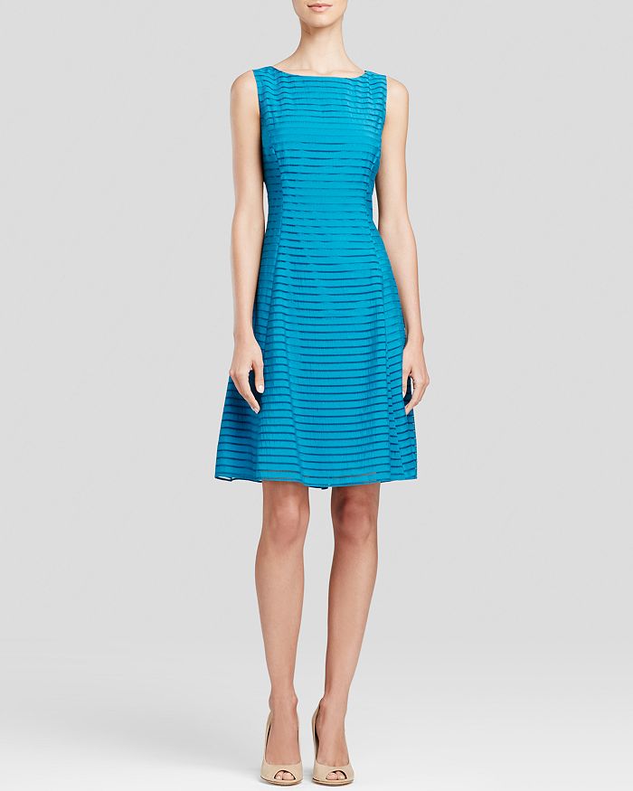 Adrianna Papell Burnout Stripe Fit and Flare Dress | Bloomingdale's