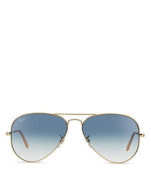 Ray Ban Ray-ban Unisex Original Brow Bar Aviator Sunglasses, 58mm In Gold/light Blue Gradient