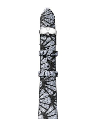 MICHELE Black Glitter Leather Watch Strap, 18mm Bloomingdale's
