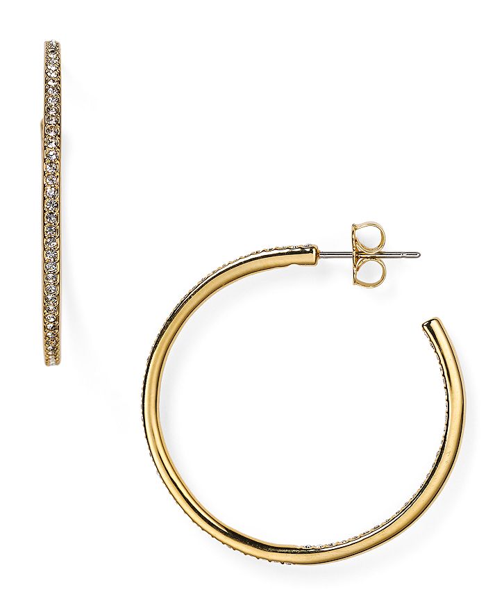 Shop Nadri Pave Hoop Earrings In Gold