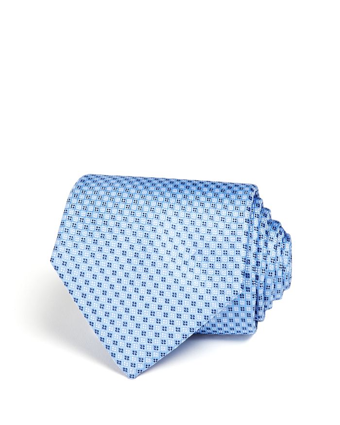 The Men's Store At Bloomingdale's Micro Grid Wide Tie - 100% Exclusive In Light Blue