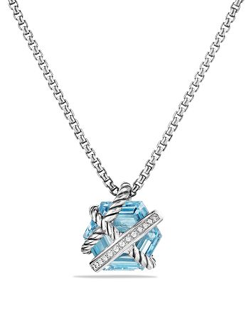 David Yurman - Cable Wrap Necklace with Blue Topaz and Diamonds, 10mm