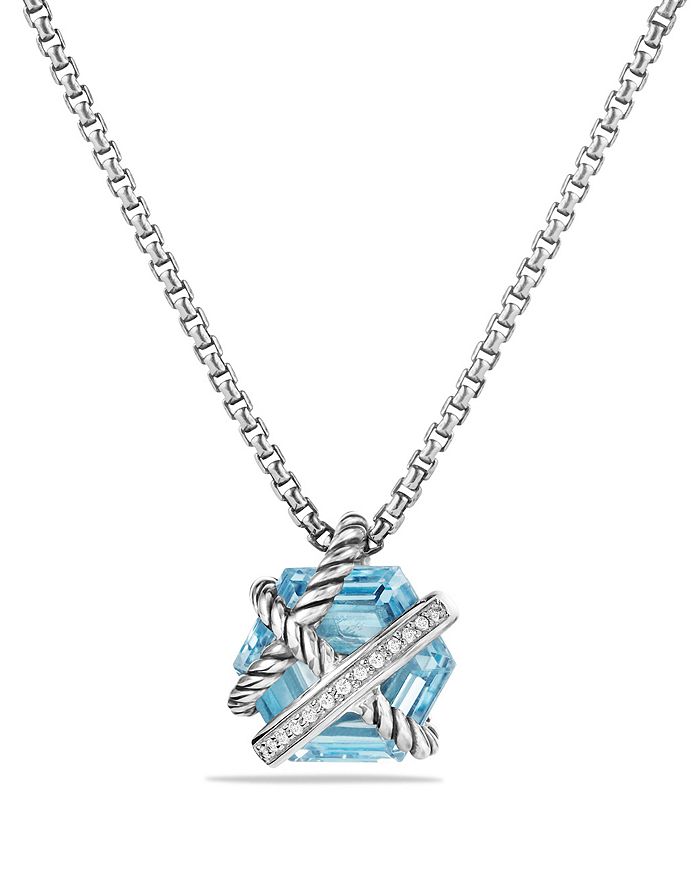 DAVID YURMAN CABLE WRAP NECKLACE WITH BLUE TOPAZ AND DIAMONDS, 10MM,N11345DSSABTDI17