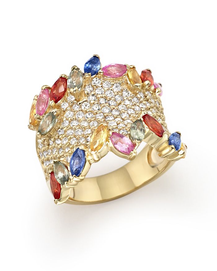 Bloomingdale's Multicolor Sapphire And Diamond Statement Ring In 14k Yellow Gold - 100% Exclusive In Gold/multi