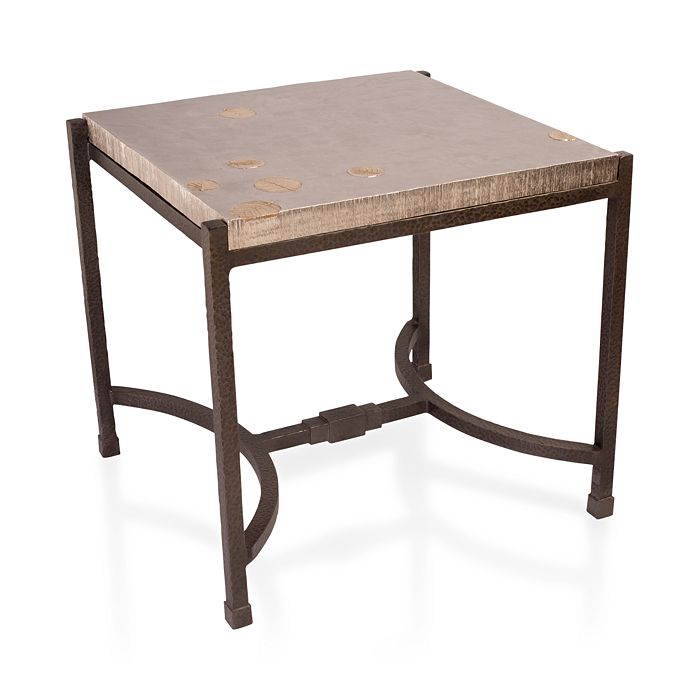 Shop Michael Aram Fallen Leaves Square Side Table In Natural Bronze