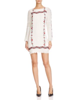 alice olivia embroidered dress Petite Black Floral Embroidered Nova Mini Dress main image 0
