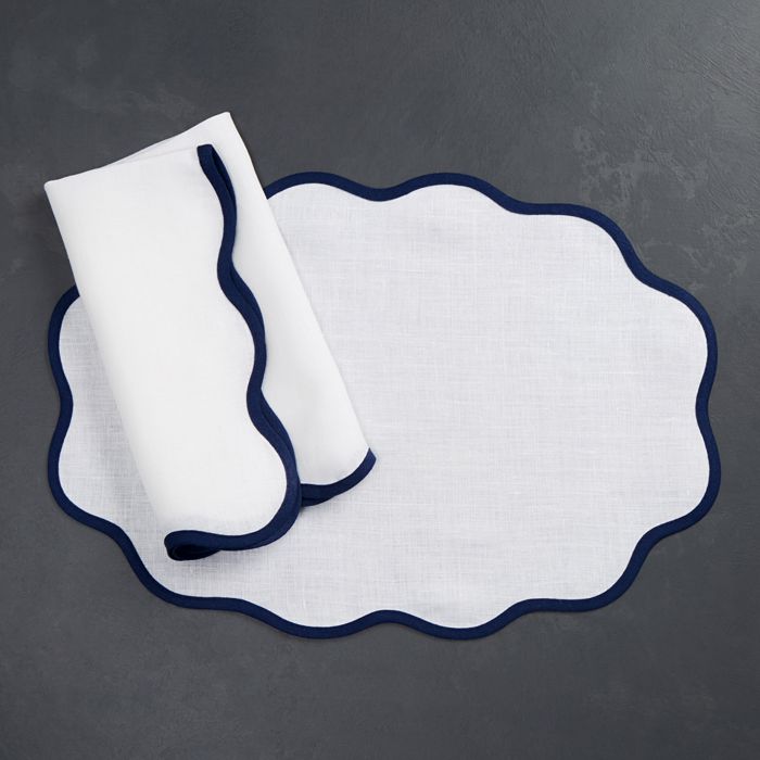 Shop Matouk Scalloped Placemat, Set Of 4 In Sapphire