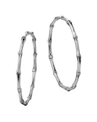 Sterling Silver Bamboo Hoop Earrings, Large