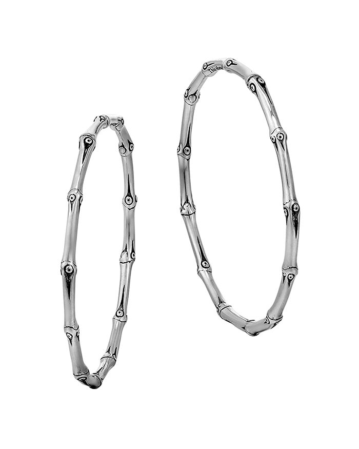 Shop John Hardy Bamboo Large Continuous Hoop Earrings In Silver