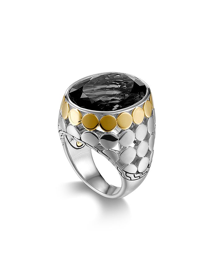 JOHN HARDY Sterling Silver & 18K Gold Dot Large Oval Ring with Hematite ...